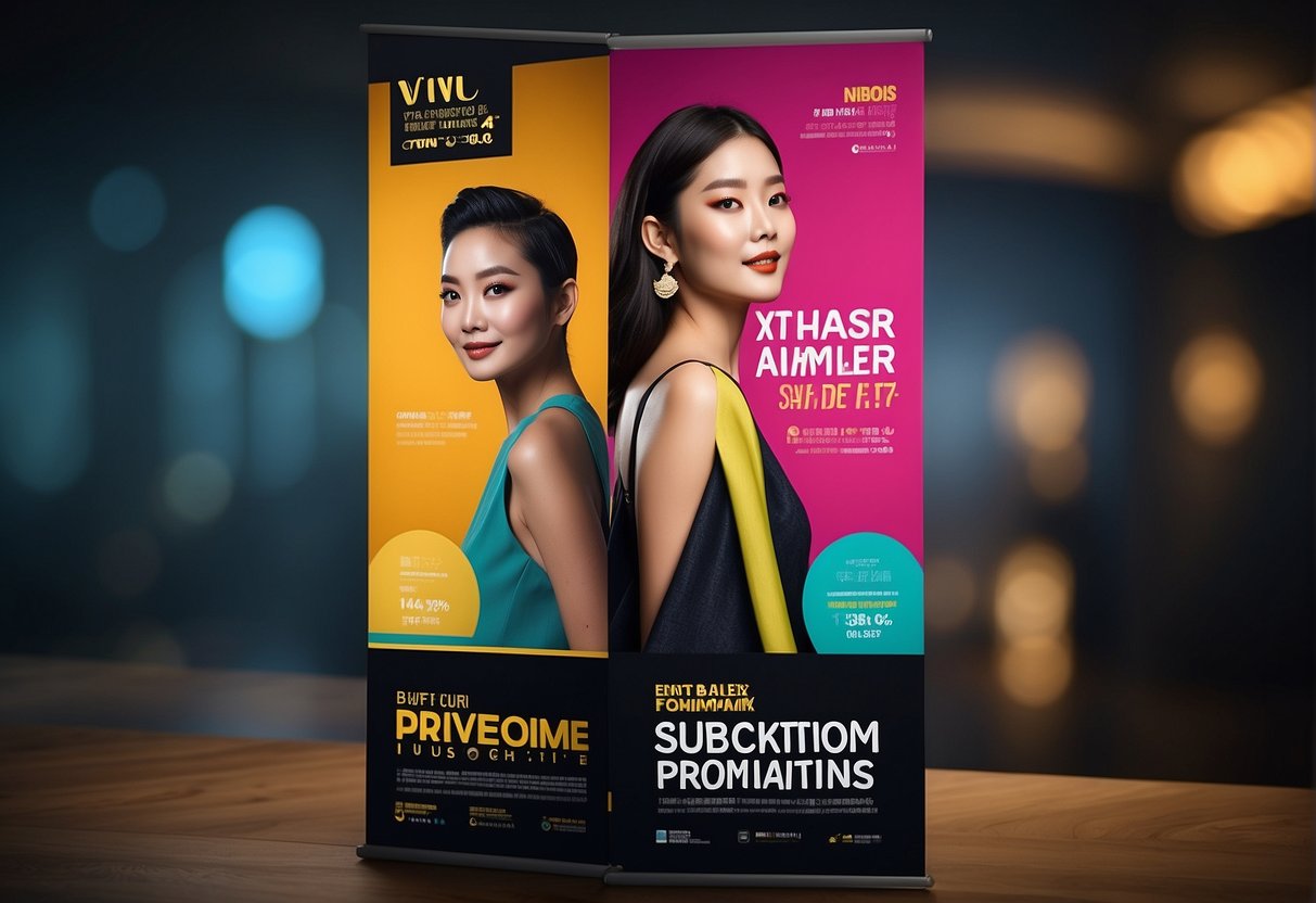 A vibrant banner displaying "Latest VIU Premium Subscription Promotions" in Singapore with eye-catching graphics and bold typography