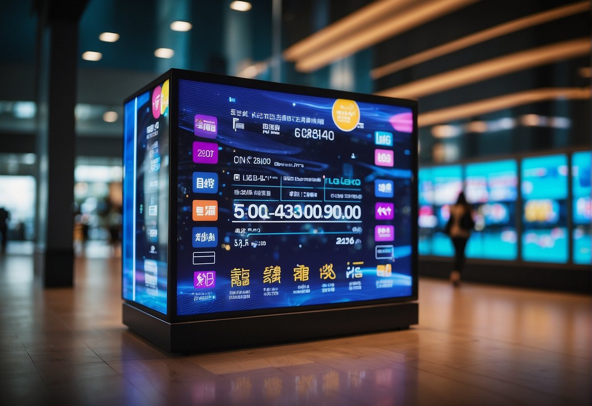 A vibrant display of futuristic time deposit promotions in Singapore, featuring bold text and eye-catching graphics, with a sense of excitement and anticipation for the year 2024