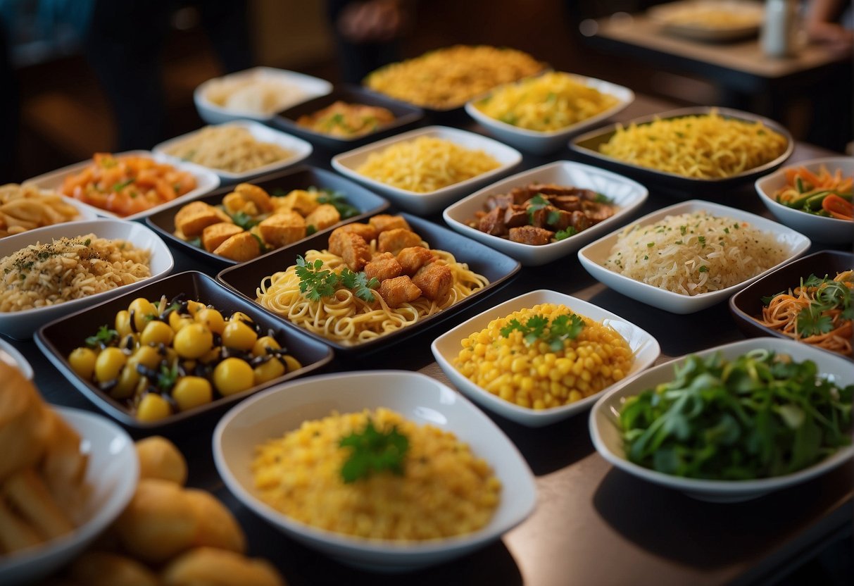 A vibrant display of various cuisines at the Triple Three buffet promotion in Singapore. Rich colors and appetizing dishes fill the tables, inviting guests to indulge in a feast for the senses