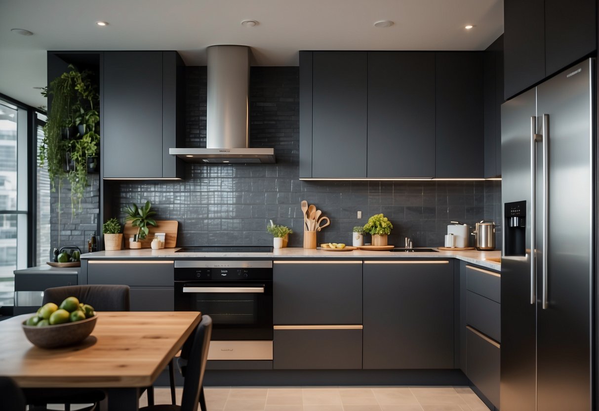 A modern kitchen with sleek appliances and innovative features, showcasing Whirlpool promotions in Singapore