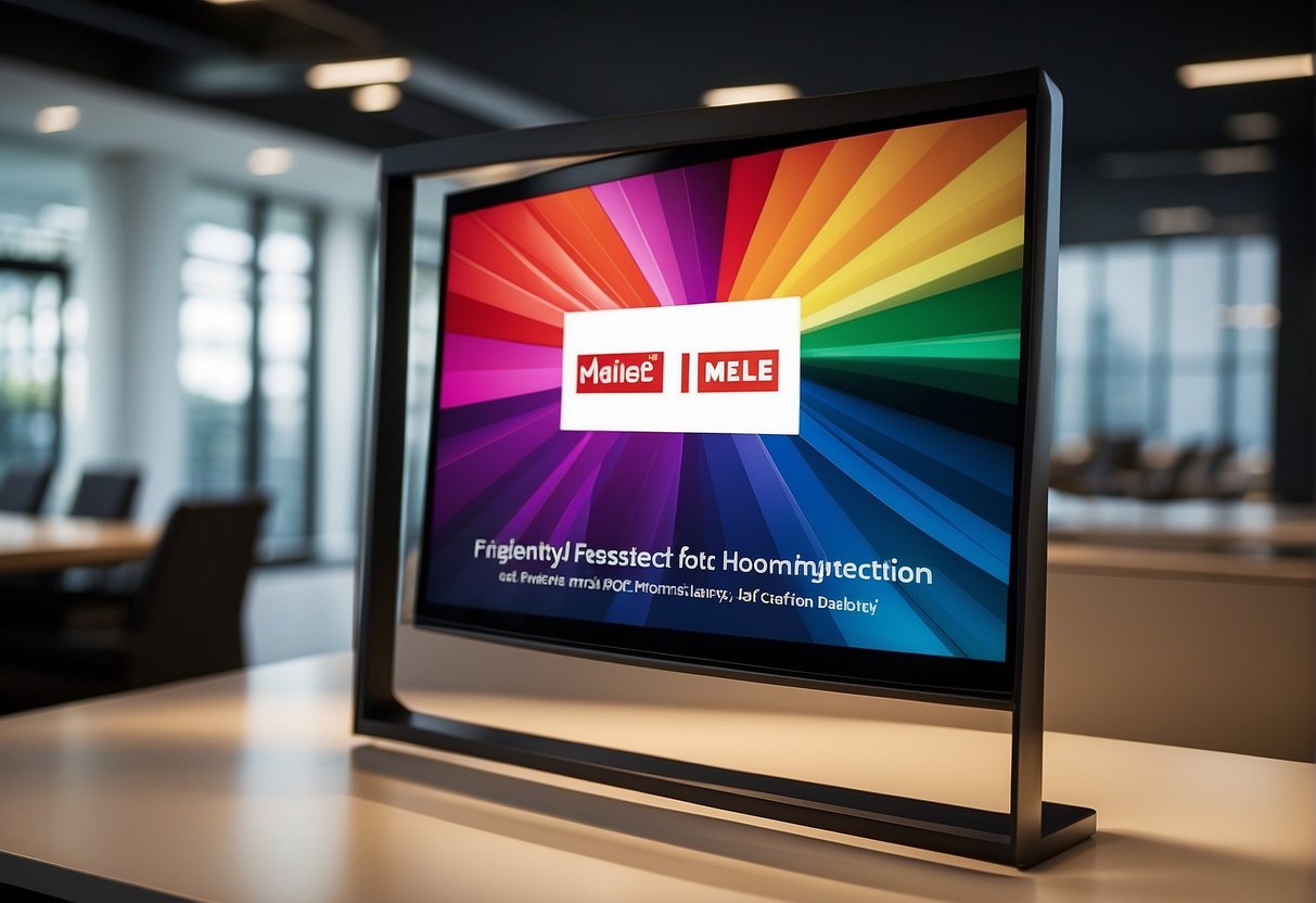 A colorful banner displaying "Frequently Asked Questions" with Miele promotions in the background