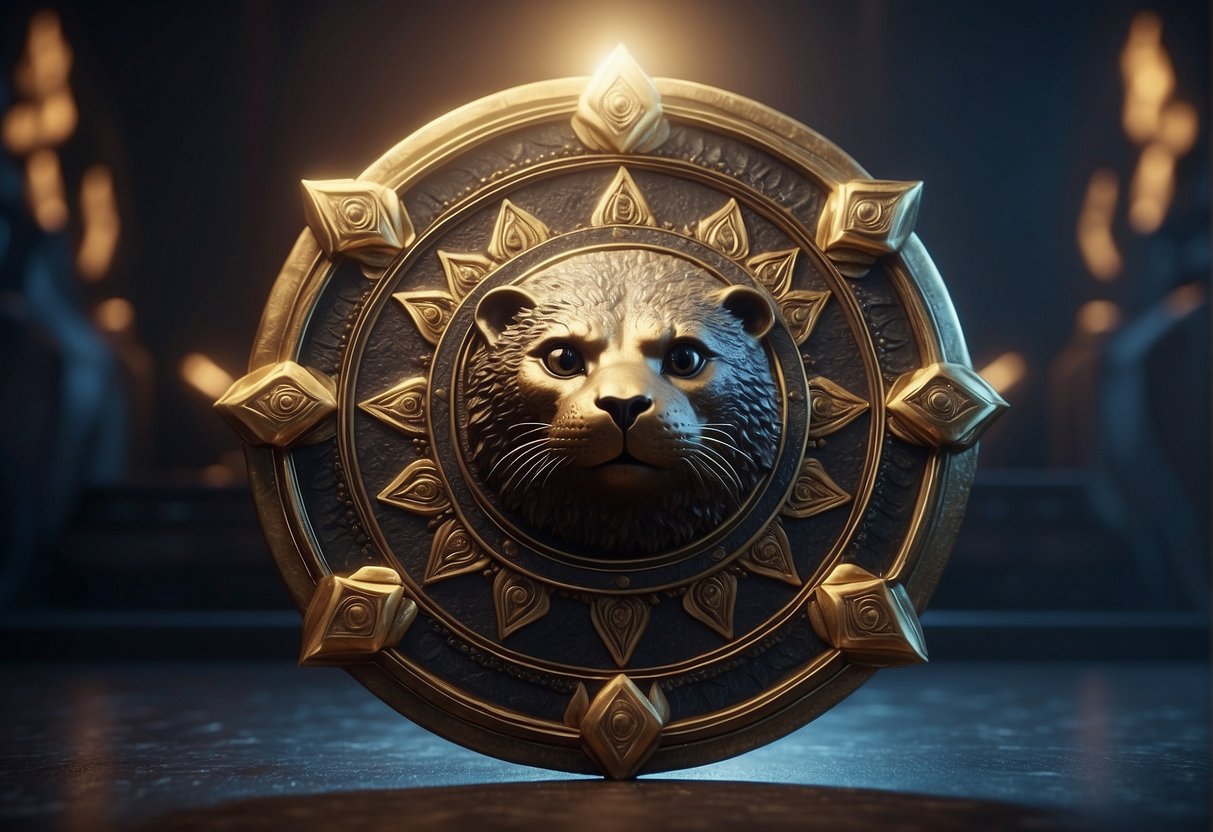 The Seal of Orichalcos glows with power, surrounded by swirling energy. A symbol of strength and dominance, it emanates a sense of ancient and mystical power