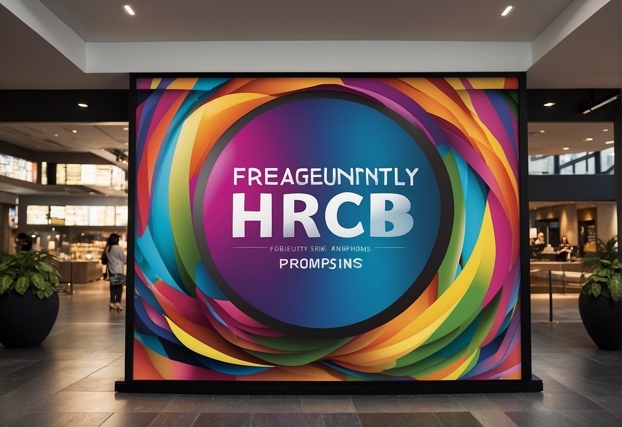 A colorful banner with "Frequently Asked Questions" and "Abbott Promotions Singapore" displayed prominently, surrounded by cheerful and engaged customers