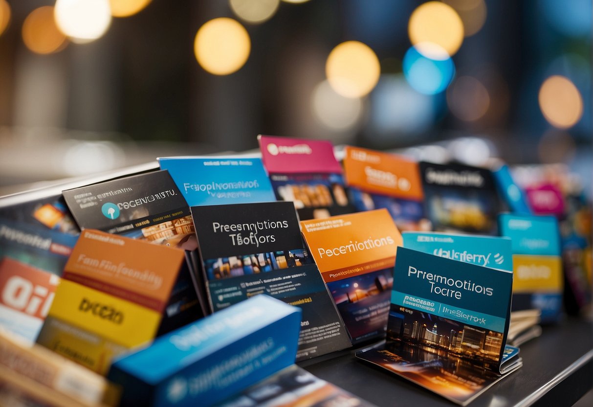 A colorful display of promotional materials with the words "Frequently Asked Questions" and "POSB Promotions Singapore" prominently featured