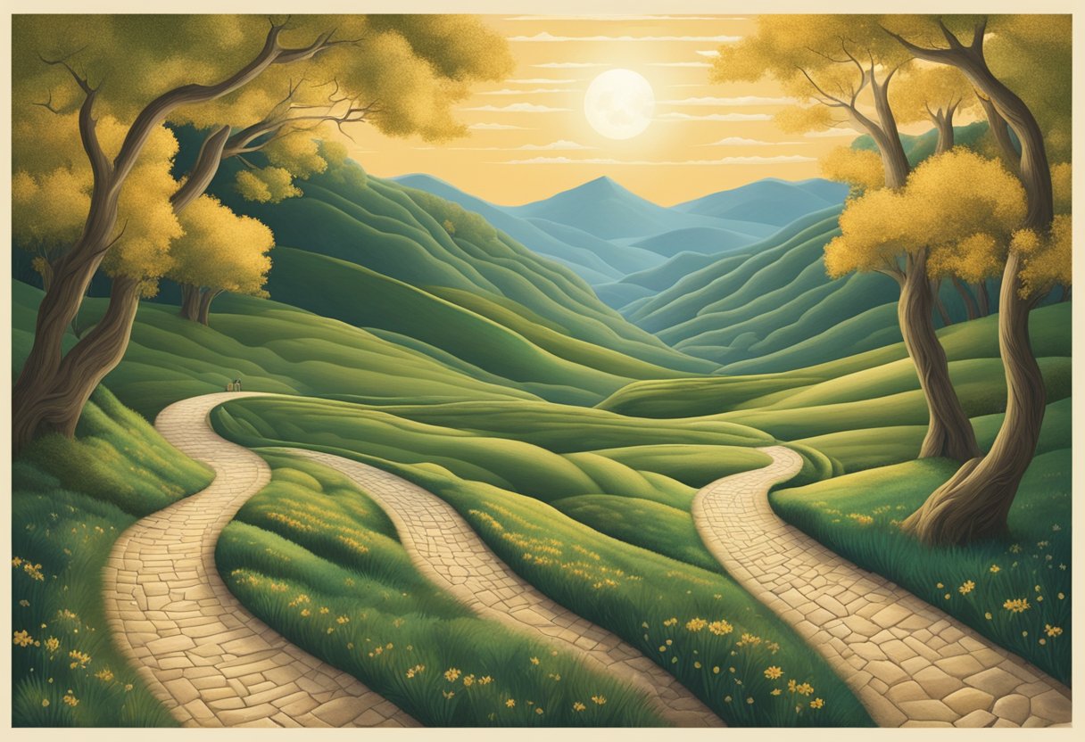 A winding path leads to a glowing destination, symbolizing the journey of a cancer thriver