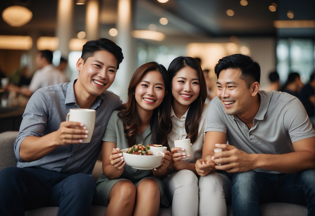 A group of happy customers enjoying extra services and benefits offered by Asiana Promotions in Singapore