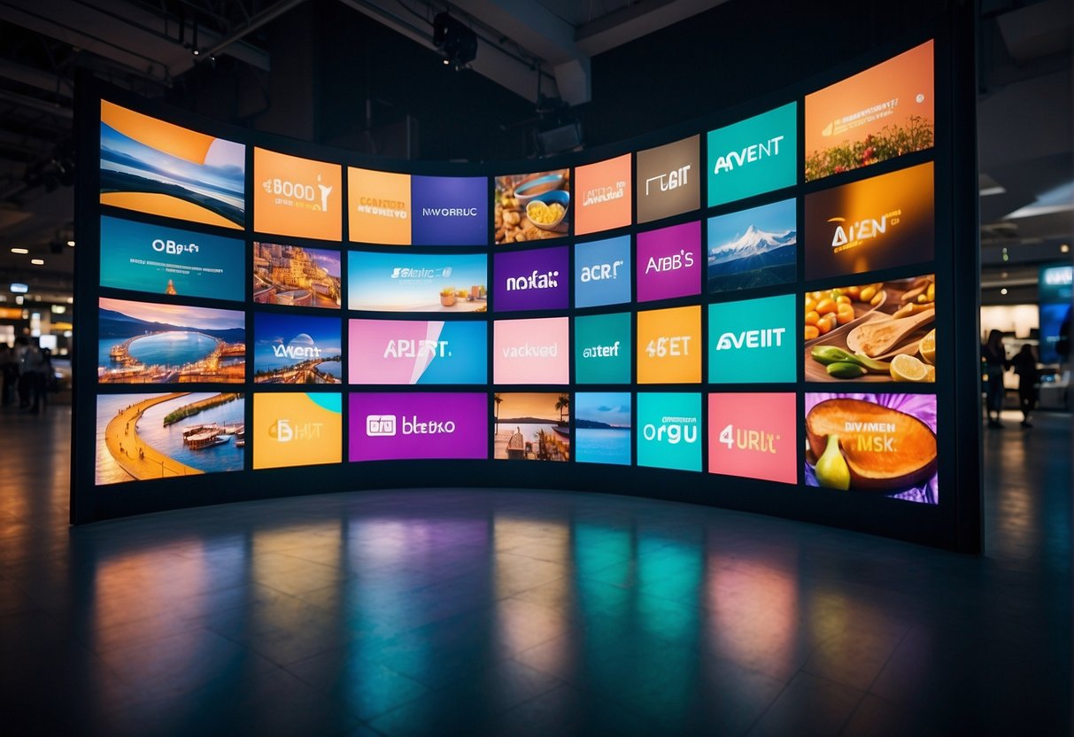 Brightly lit digital screens display upcoming deals and promotions for Avent products in Singapore. Bold text and vibrant images catch the eye