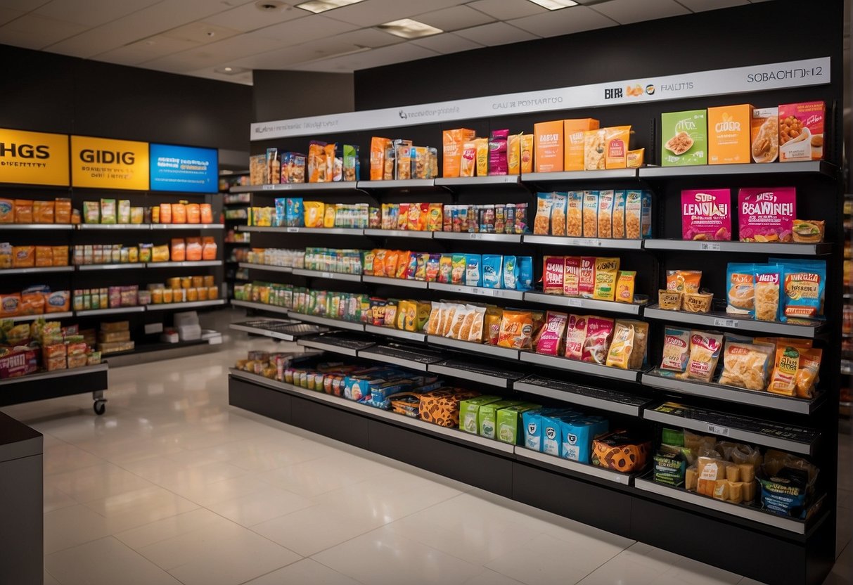 Vibrant BHG Promotions display with eye-catching signage and products arranged neatly on shelves