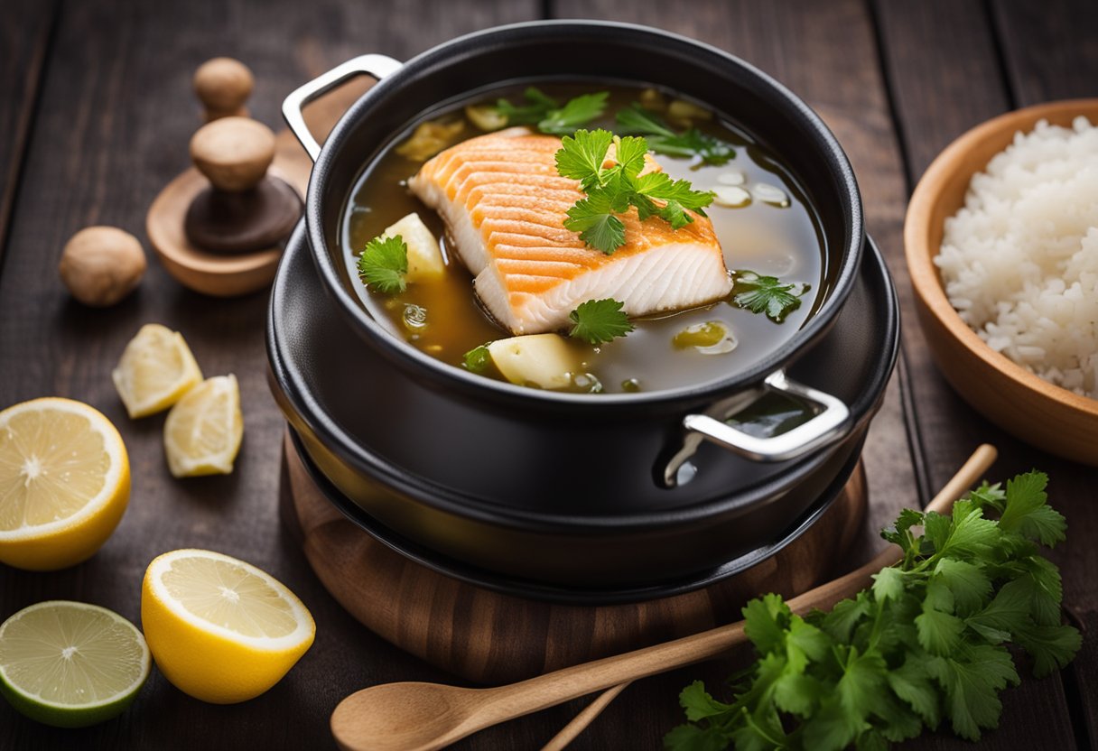 A pot simmers with fragrant fish broth, rice, and ginger. A whole fish, gently poaches in the savory liquid, ready to be served