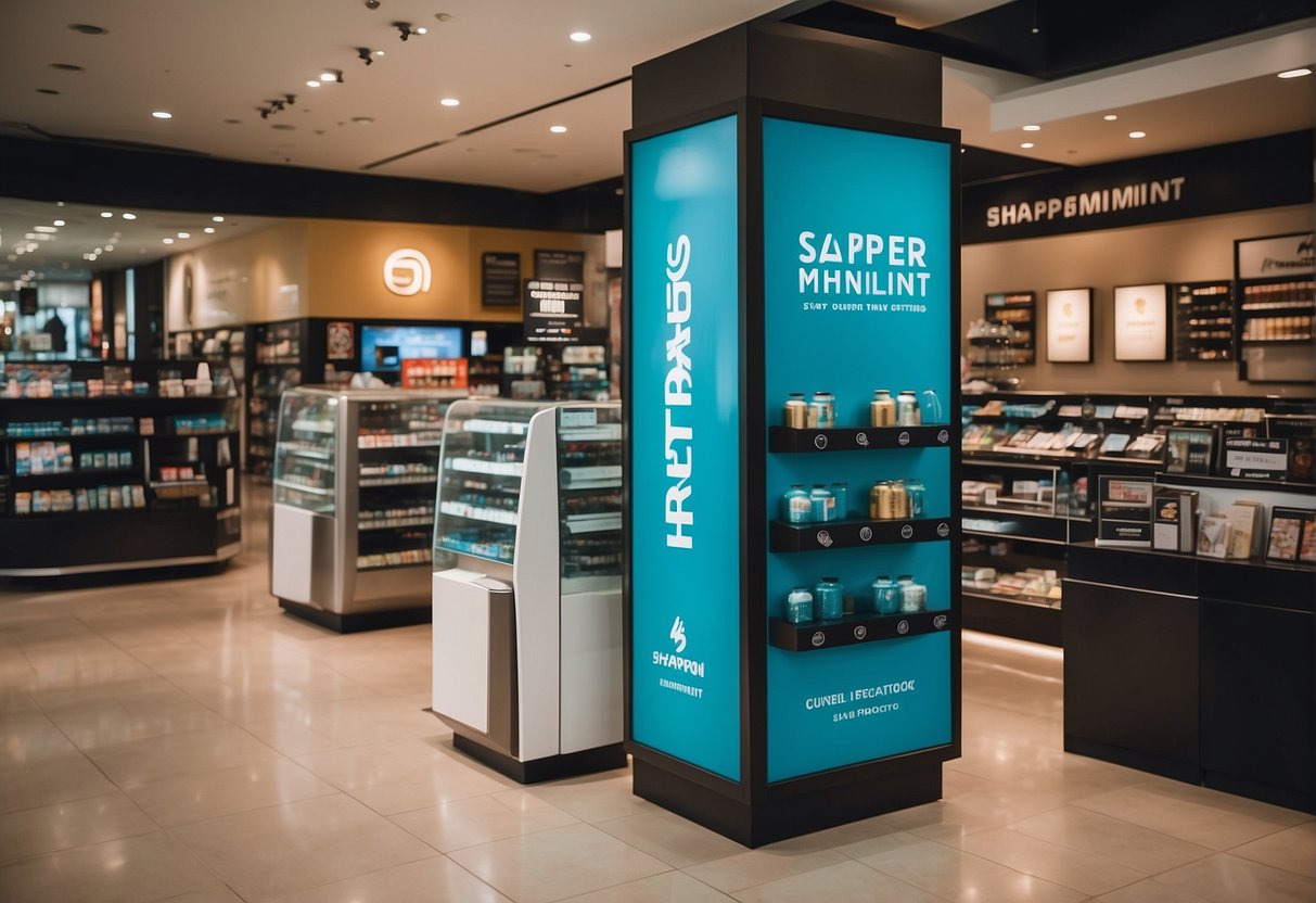 Shapermint products displayed with "Current Promotions" signage in a Singapore retail setting