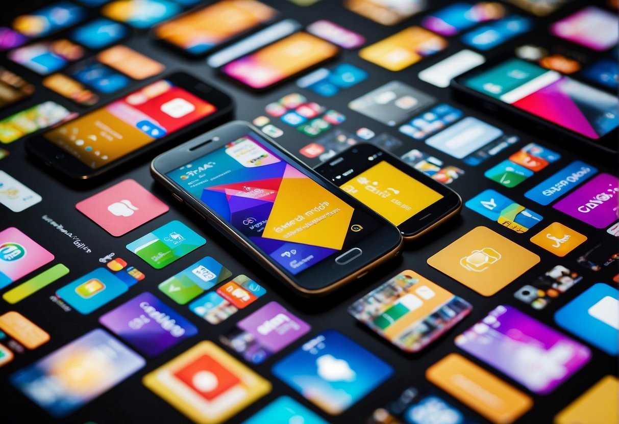 A smartphone surrounded by colorful promotional banners for SIM-only plans in Singapore