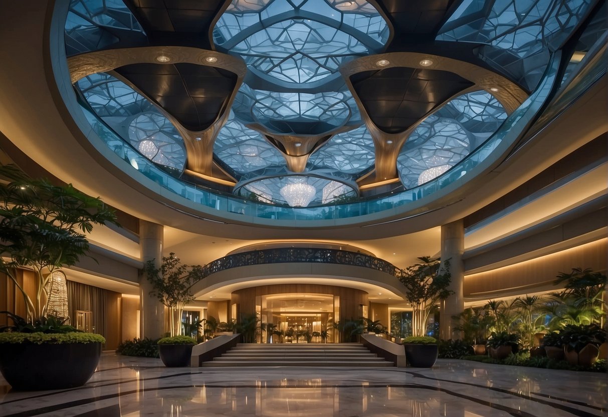 The city of dreams hotel in Singapore is adorned with exclusive 2024 promotions signage, creating an inviting and luxurious atmosphere