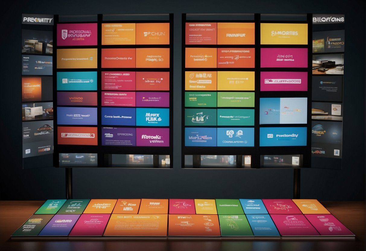 A colorful display of promotional materials with the words "Frequently Asked Questions blum promotions singapore" prominently featured