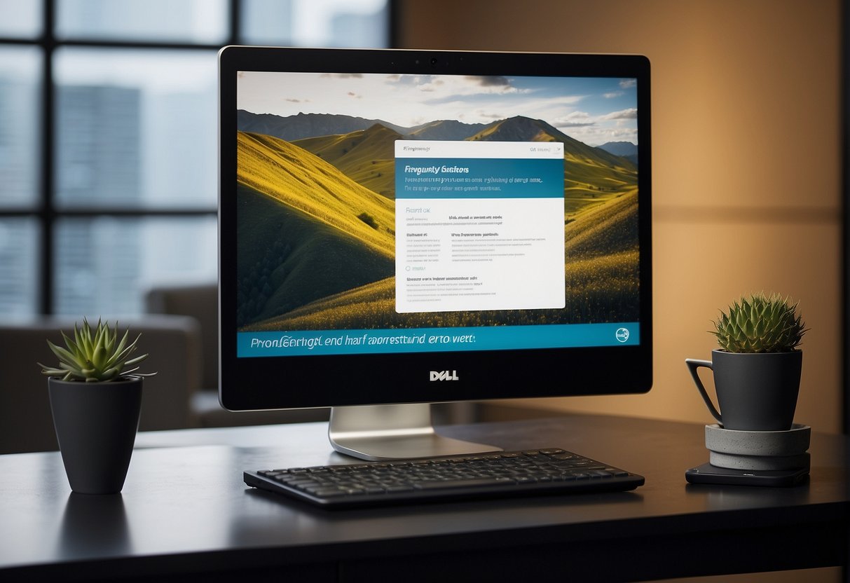 A computer screen displaying a webpage with "Frequently Asked Questions" and "Dell Singapore Promotions" prominently featured