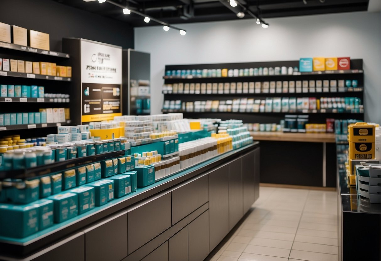 A display of ceramic coating products with promotional signage in a Singaporean shop