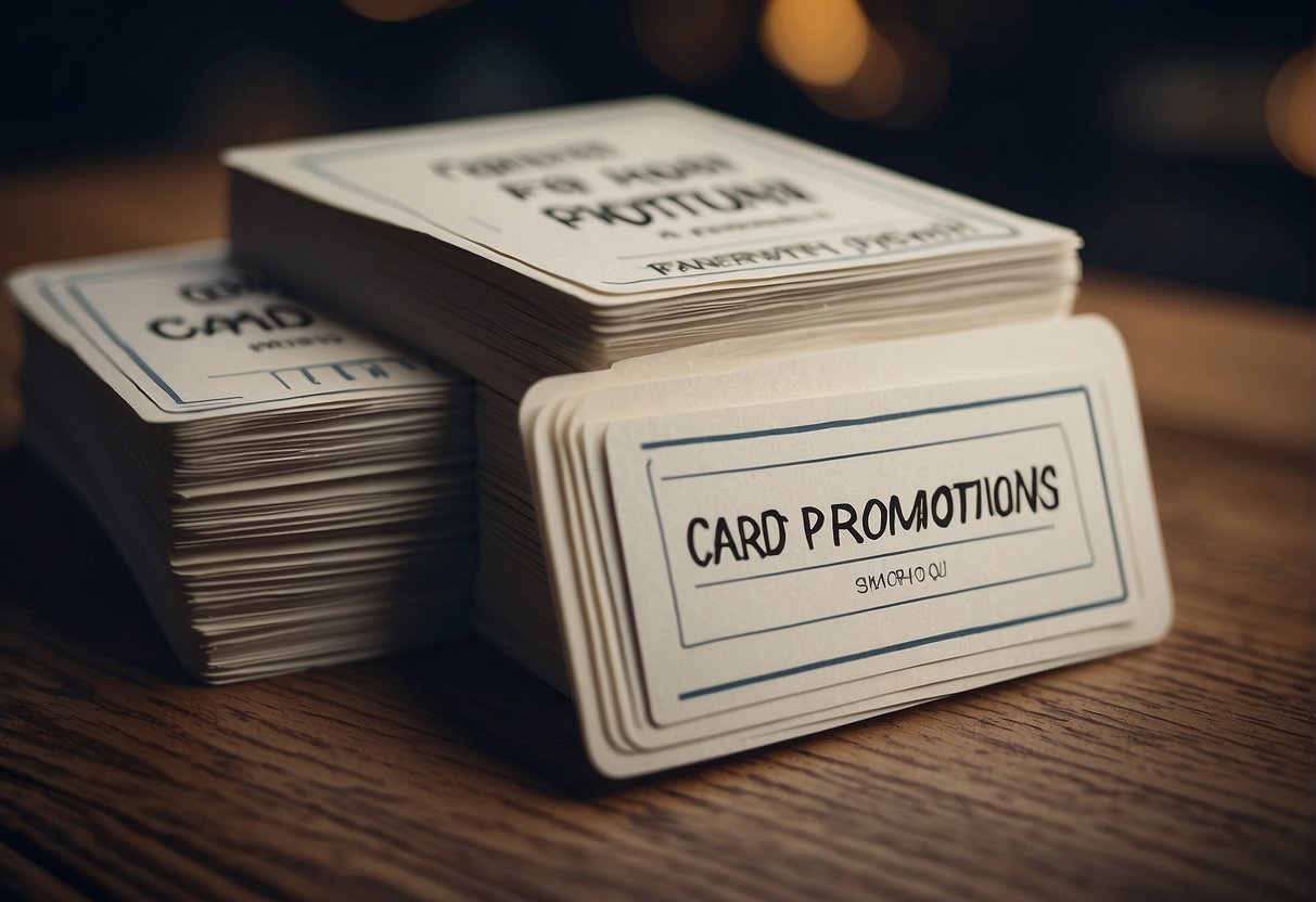 A stack of FAQ cards with the words "Cardup Promotions Singapore" displayed prominently on top