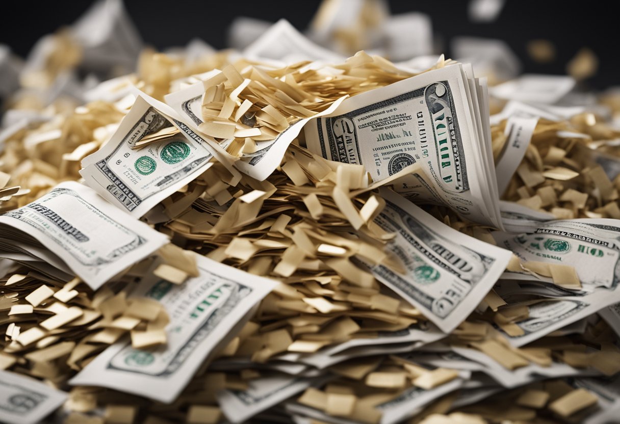 A pile of student loan documents being shredded into pieces