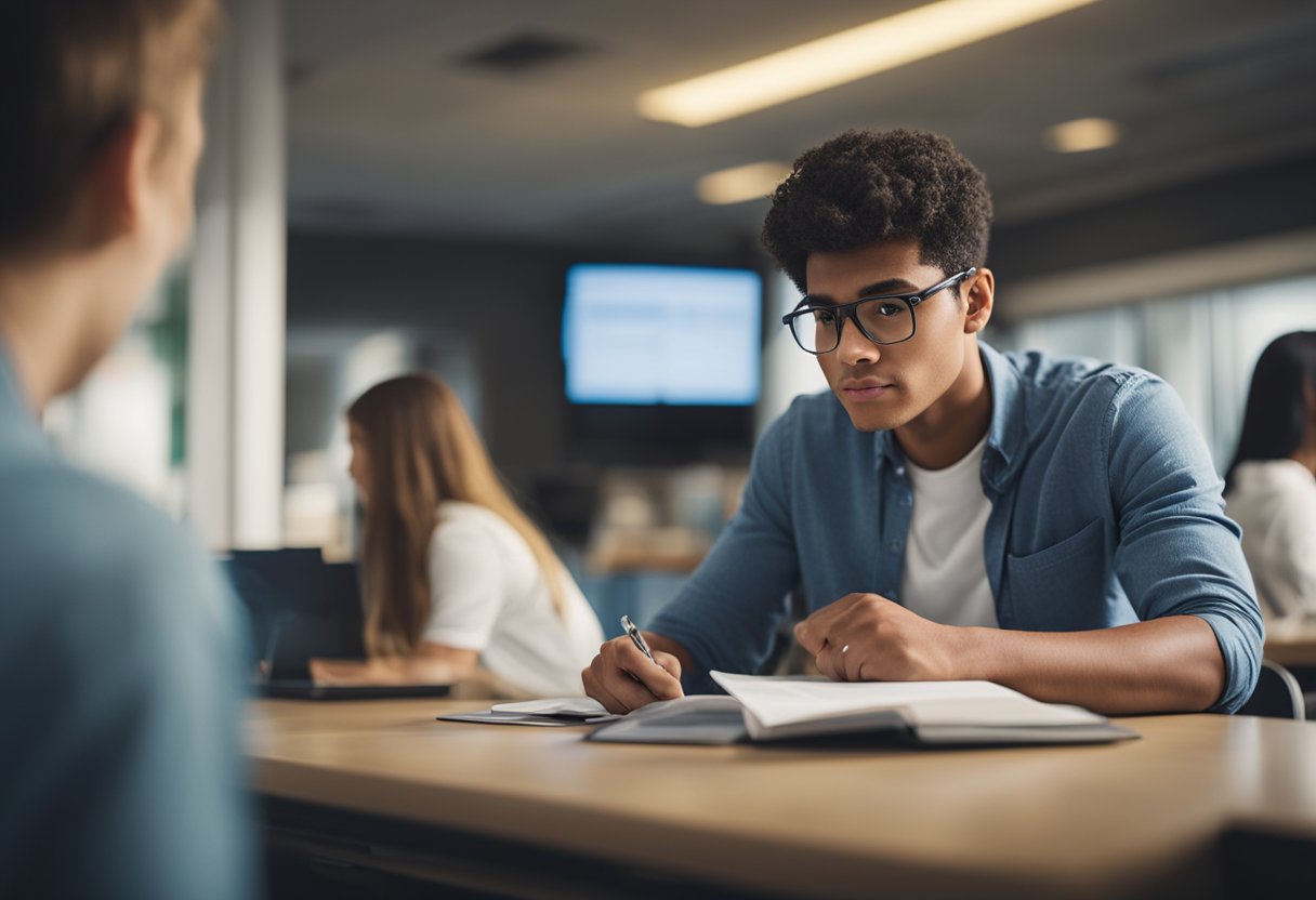 A student with a low credit score struggles to secure a loan for education. The bank denies the application, leaving the student feeling defeated