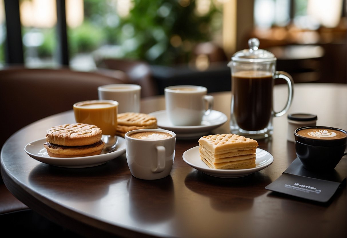A table with various coffee products and promotional materials displayed at a coffee club in Singapore