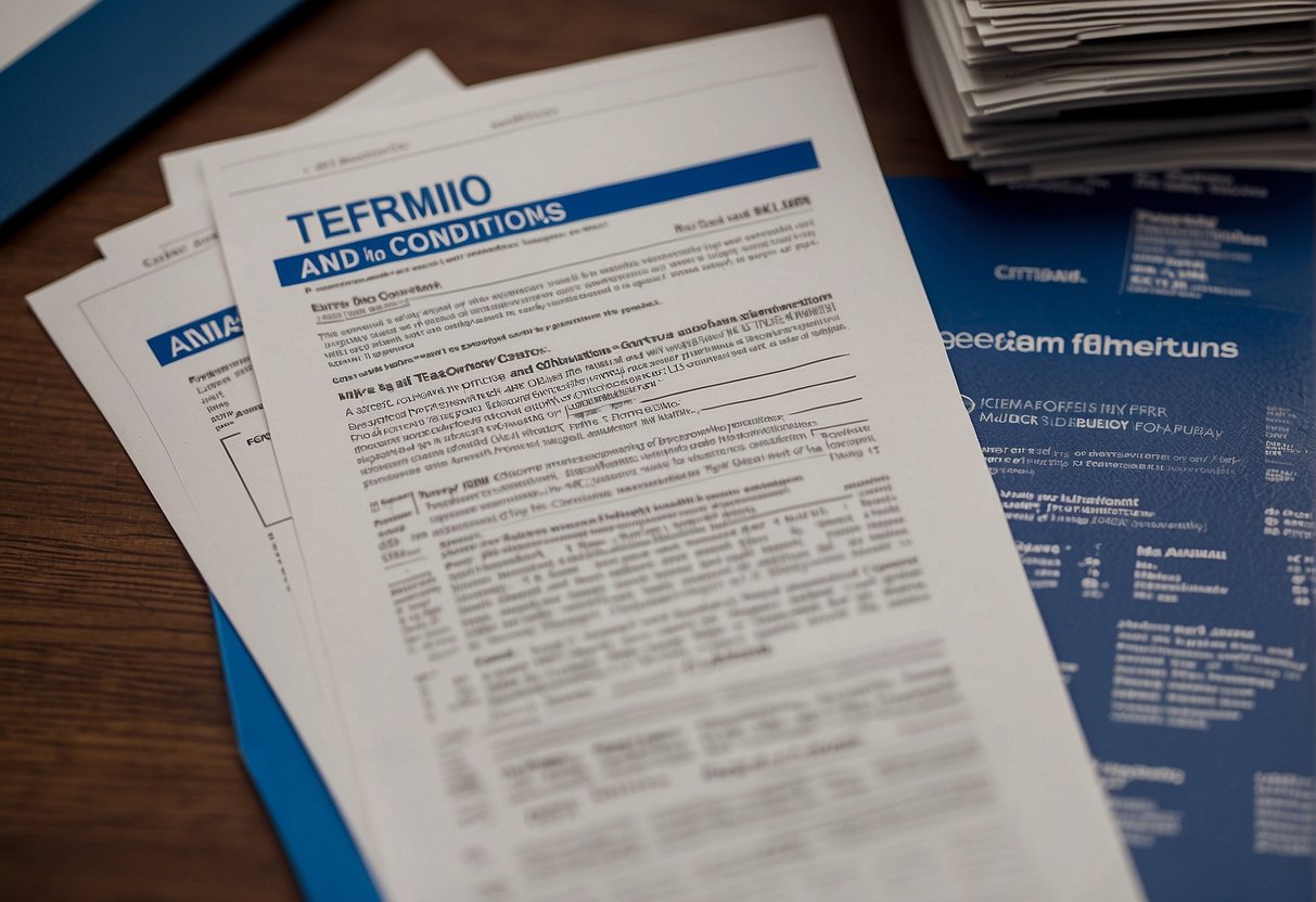 A stack of papers with "Terms and Conditions Overview" and "Citibank Promotions Singapore" printed on top