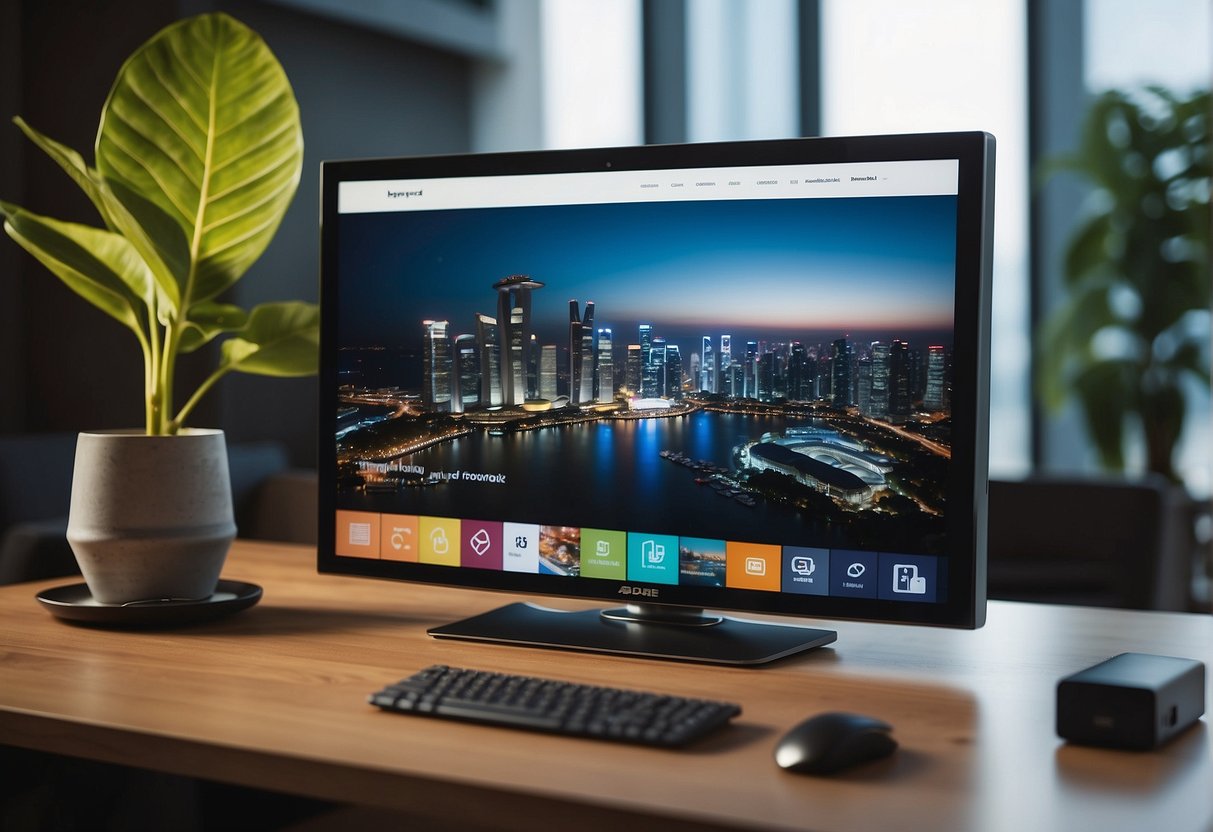 A modern home hub with promotional materials displayed in a Singapore setting