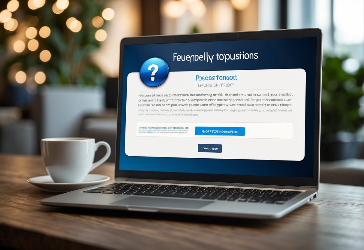 A laptop displaying "Frequently Asked Questions hotspot shield promotions singapore" with a cursor hovering over the link