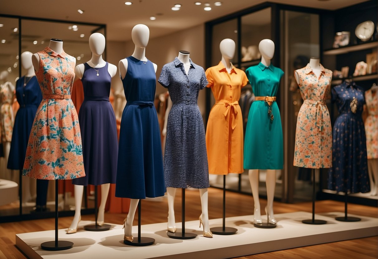 A vibrant display of J.Crew promotions in Singapore, featuring colorful clothing and accessories arranged neatly on shelves and mannequins