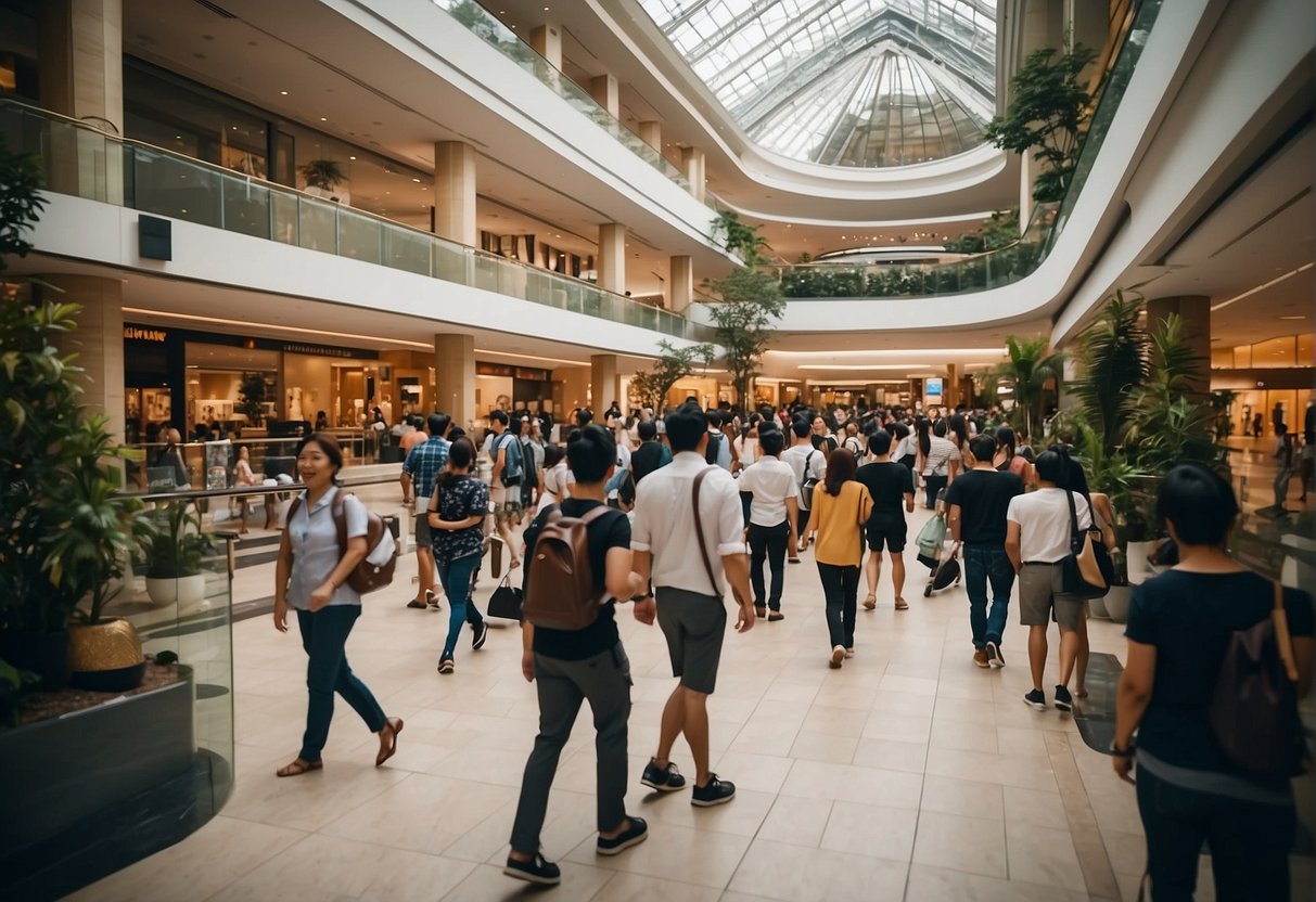 A crowded mall in Singapore displays exclusive Mastercard promotions