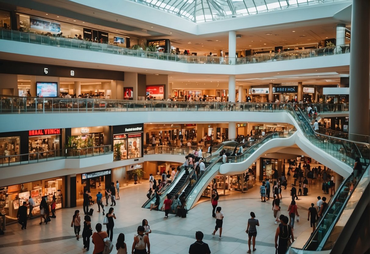 The bustling RedHot Rewards mall promotions in Singapore feature vibrant displays and excited shoppers