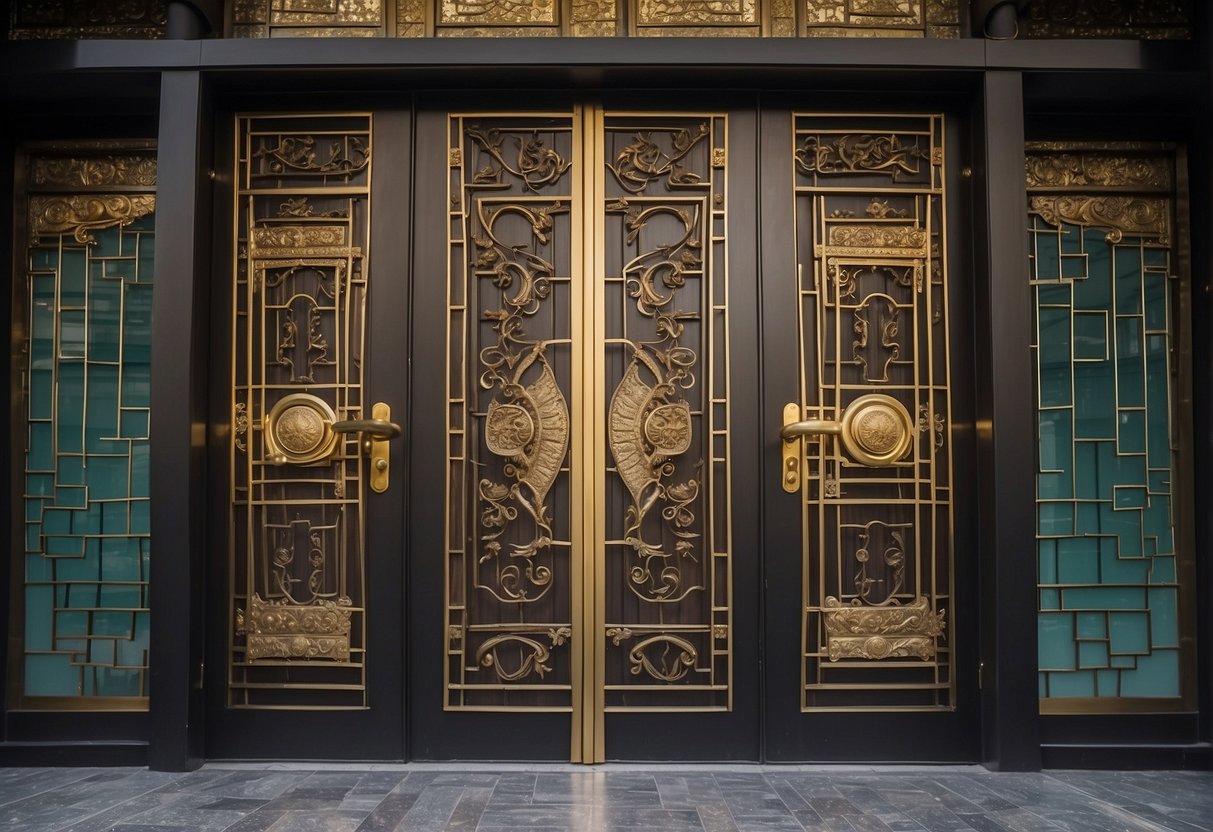 A variety of exquisite doors and gates are displayed with digital locks, showcasing epic promotions in Singapore