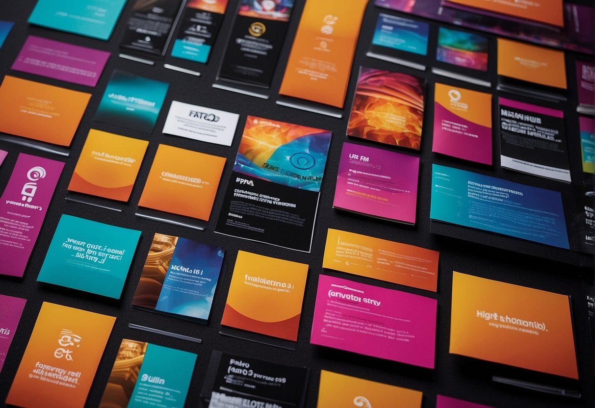 A colorful display of FAQ posters and promotional materials for the lab series in Singapore