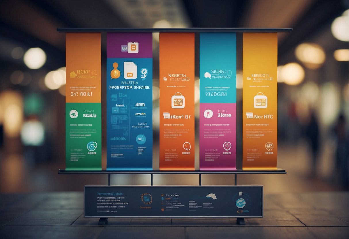 A colorful banner with "Frequently Asked Questions klm promotions singapore" displayed prominently, surrounded by icons of question marks and promotional offers