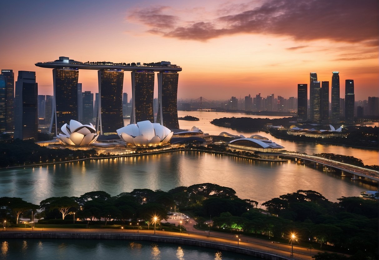 A heart-shaped logo with "Frequently Asked Questions" and "love and bravery promotions" text, set against the backdrop of the Singapore skyline