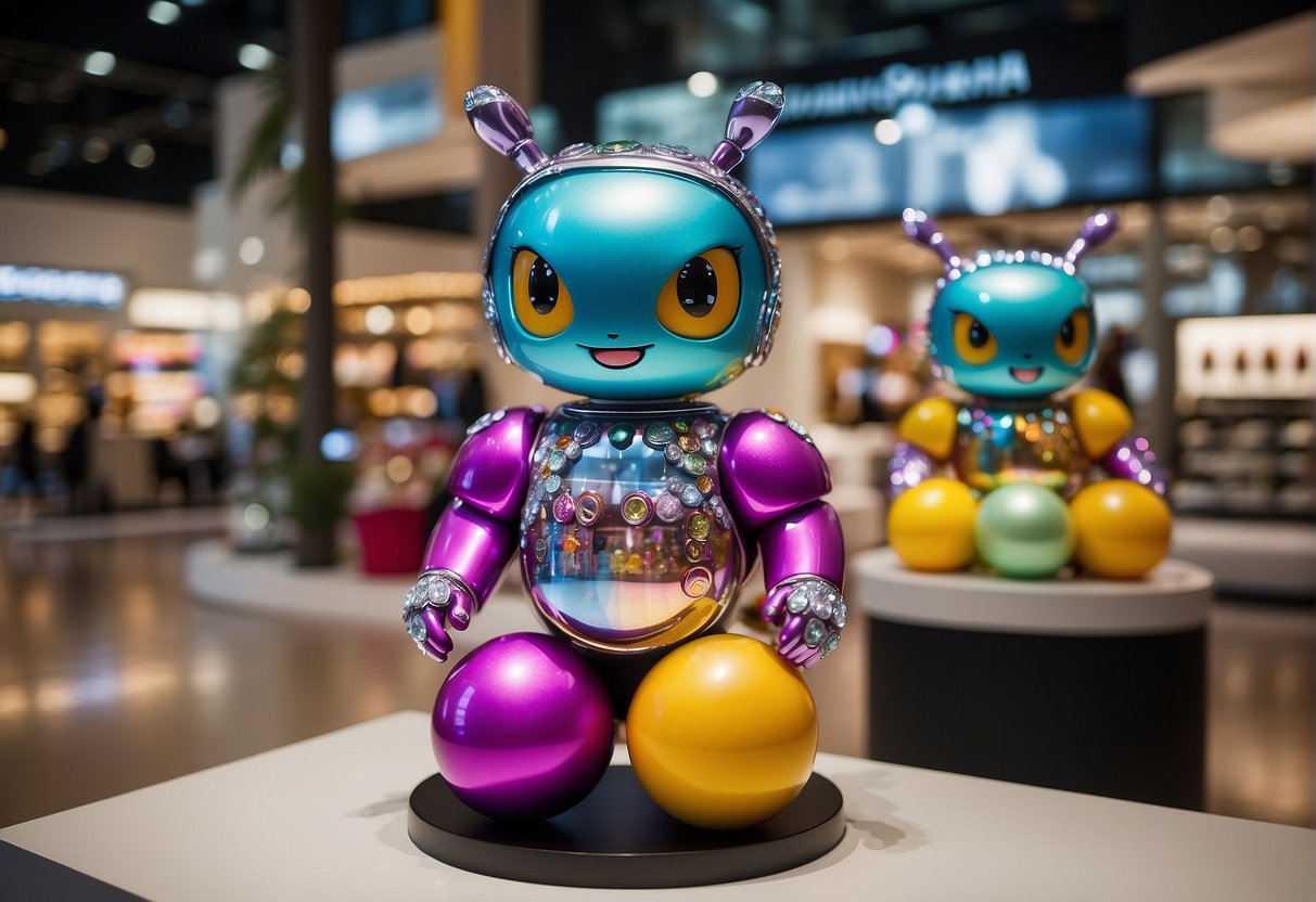 A colorful promotional display featuring Magearna merchandise in Singapore