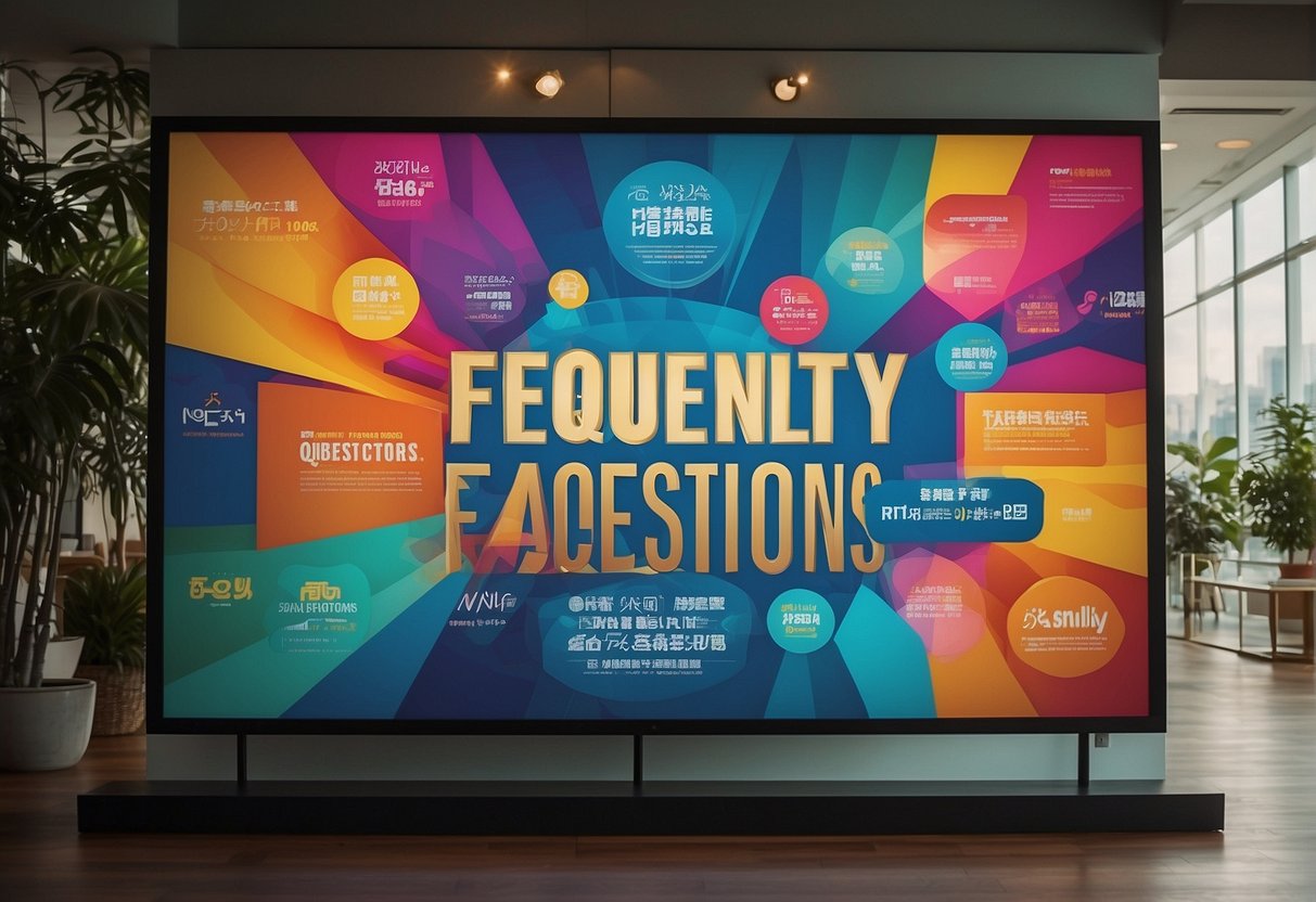 A colorful banner with "Frequently Asked Questions" and "Mitsuba Promotions Singapore" displayed prominently