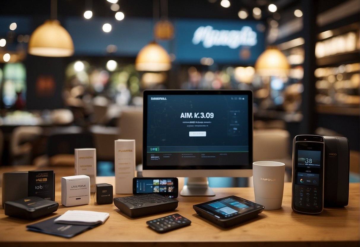 A table with Happycall products displayed, surrounded by customers asking questions