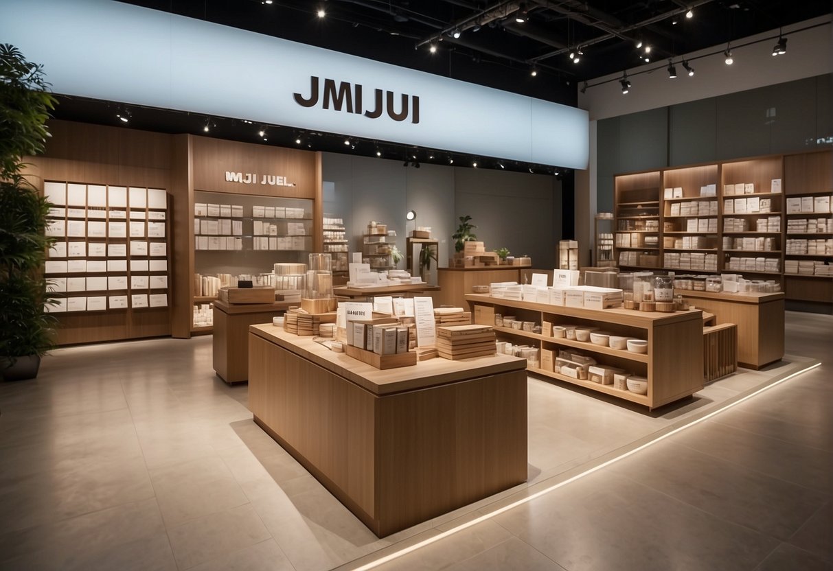 A Muji store in Singapore with promotional displays and signage