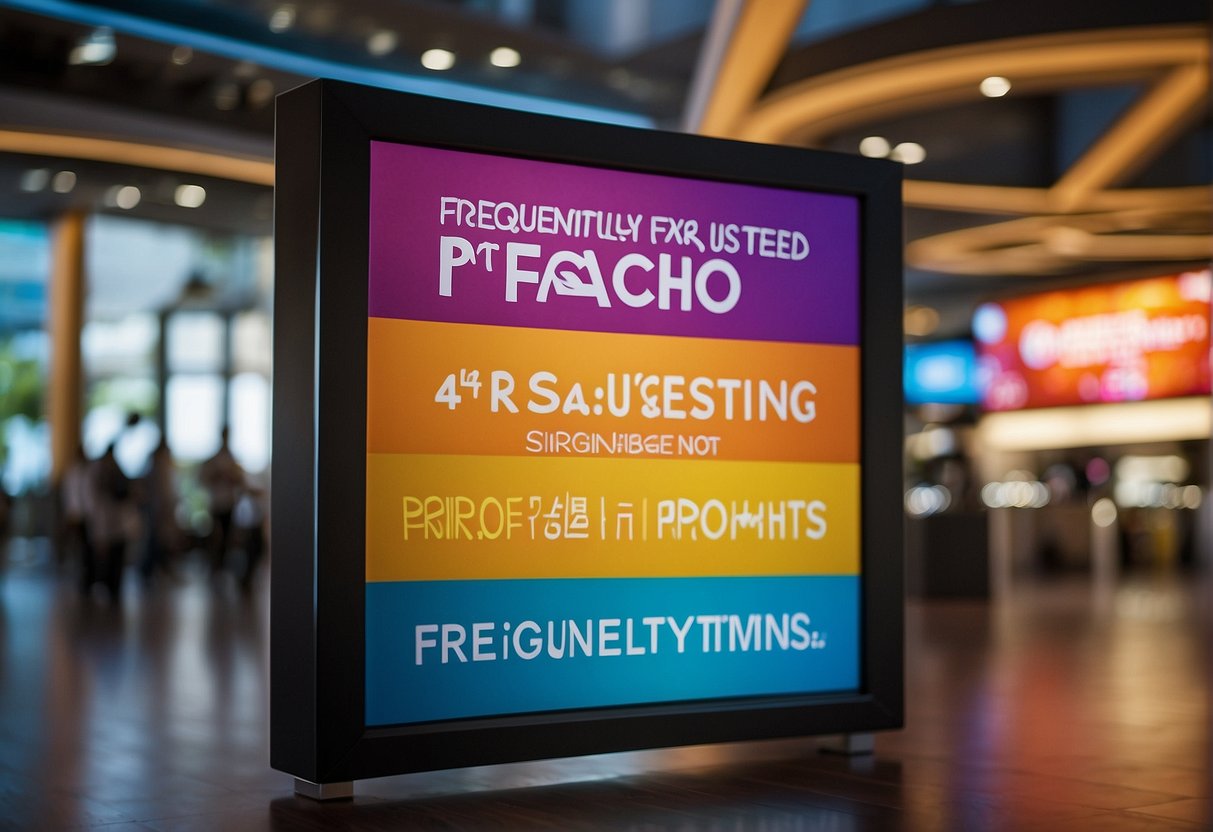 A colorful banner with "Frequently Asked Questions" and "hachi promotions singapore" displayed prominently