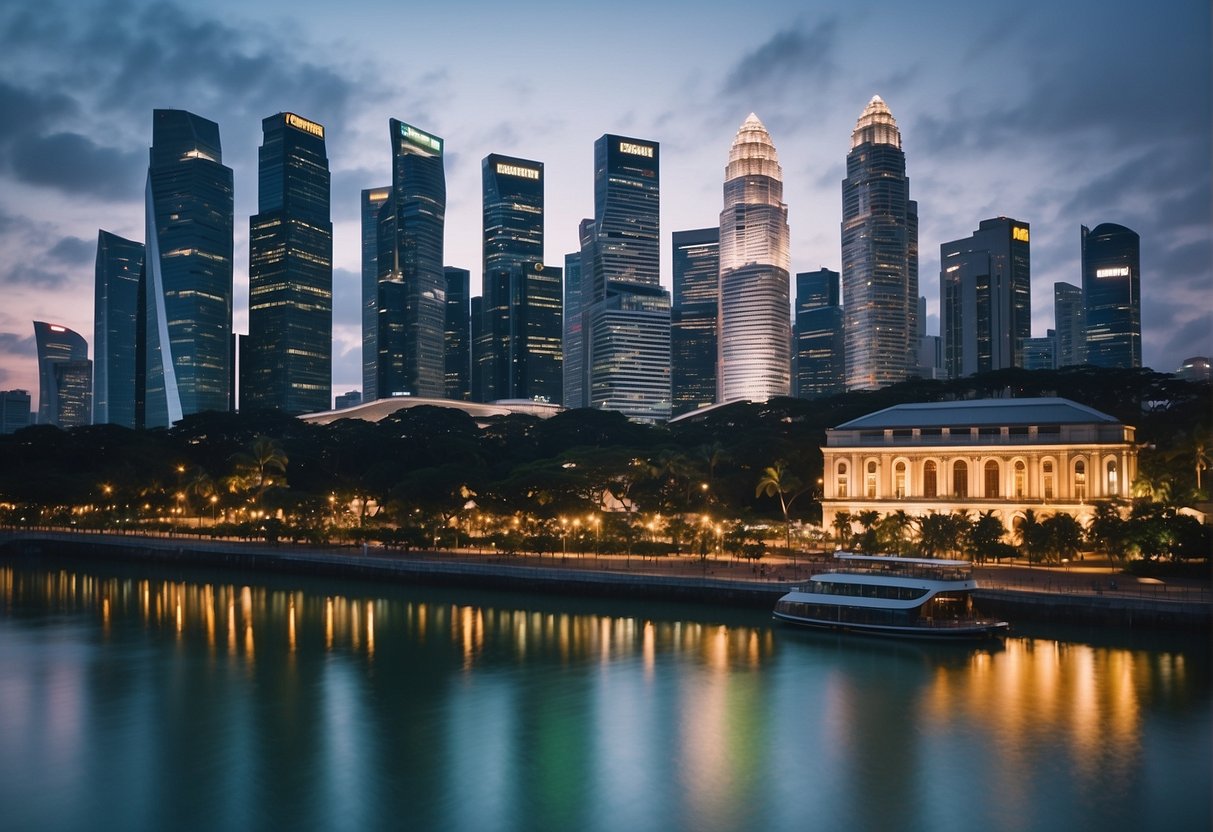 Vibrant Singapore skyline with iconic landmarks, bustling streets, and lush greenery of Greenwich Promotions