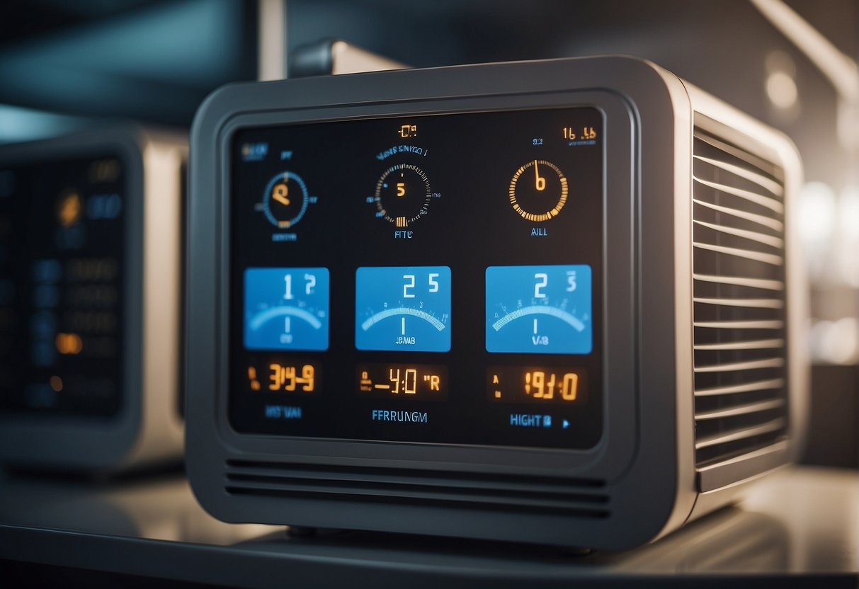 An HVAC system with two different energy efficiency ratings displayed clearly for comparison