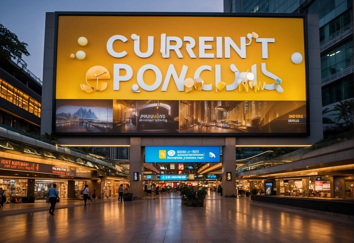 A colorful banner displaying "Current Promotions Explained" with various travel deals and discounts for Expedia Singapore