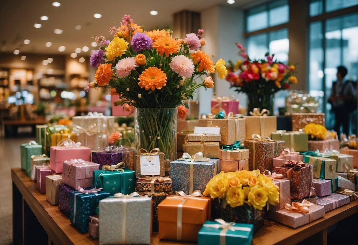 A colorful display of gift collections and bouquet bargains at Far East Flora promotions in Singapore