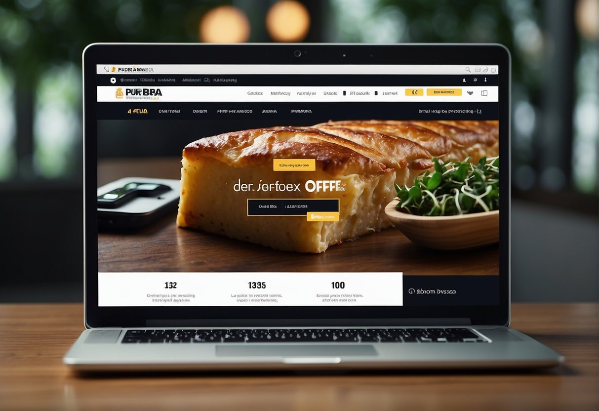 A laptop displaying exclusive online offers with delivery services. Pura Brasa promotions in Singapore