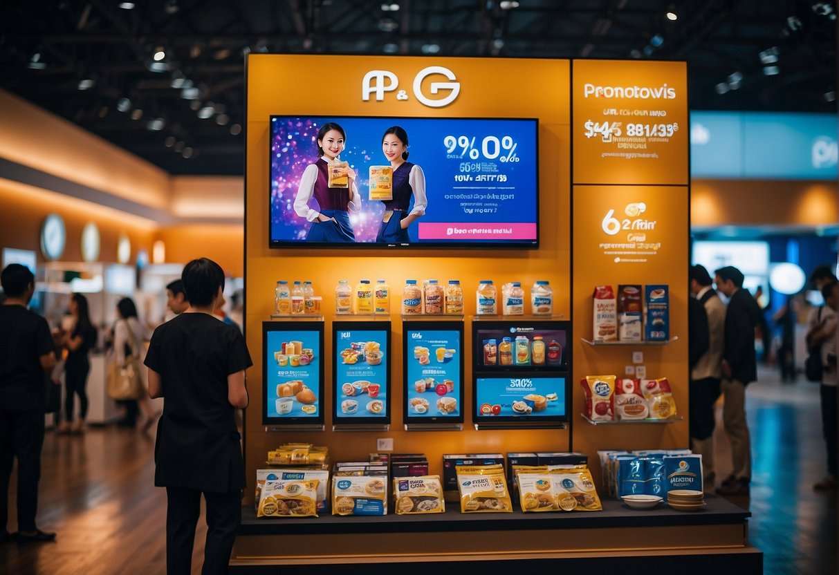 A vibrant display of exclusive discounts and marketing insights at a P&G promotions event in Singapore
