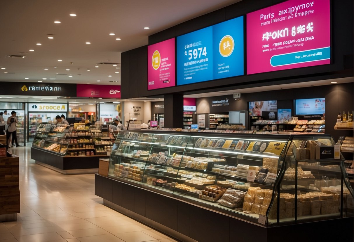A bustling store with "Reward Program Insights" signage, showcasing "Paris Miki" promotions in Singapore. Customers eagerly browse and inquire about the exclusive offers