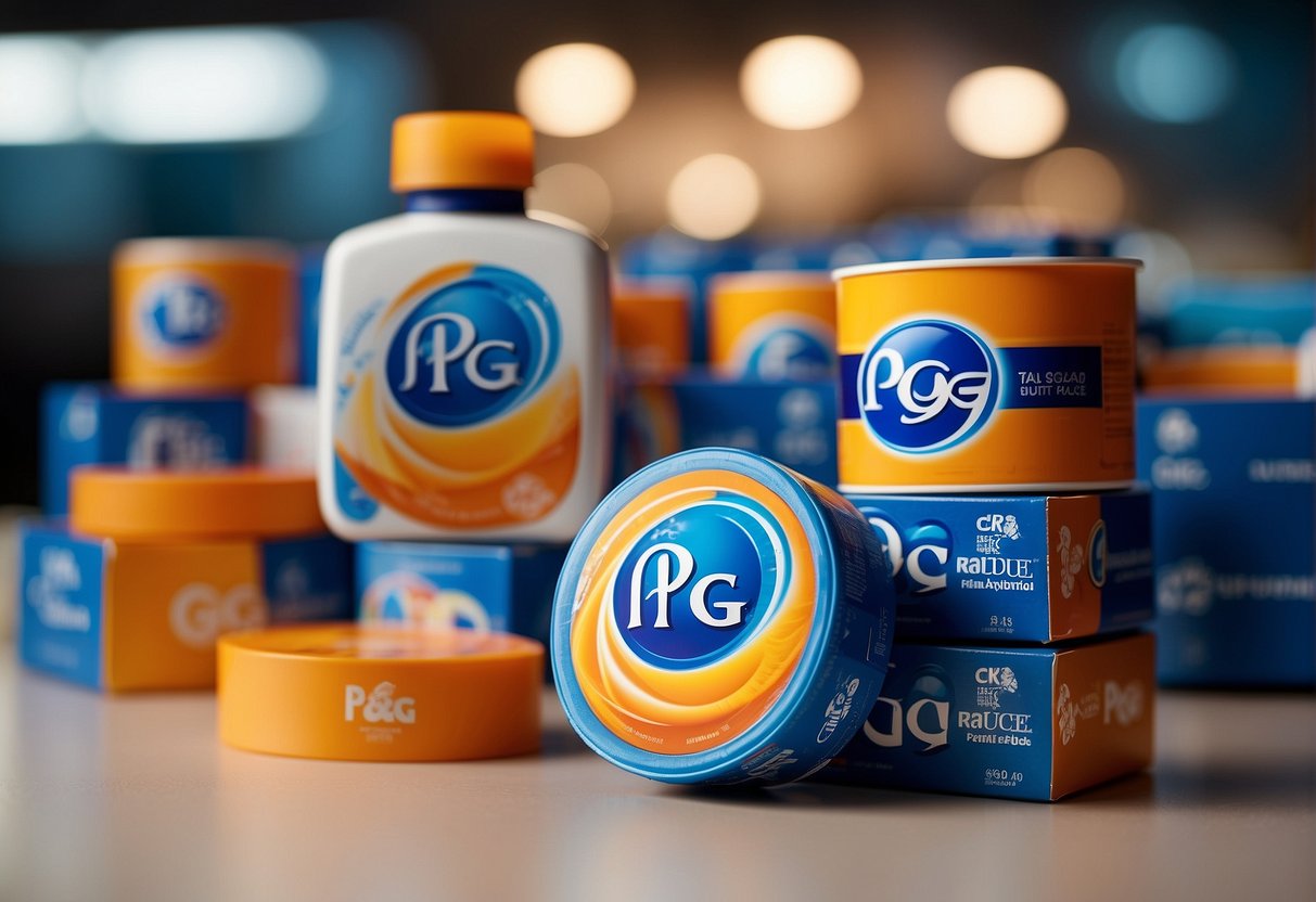 A stack of promotional materials with P&G logos displayed in a Singapore setting