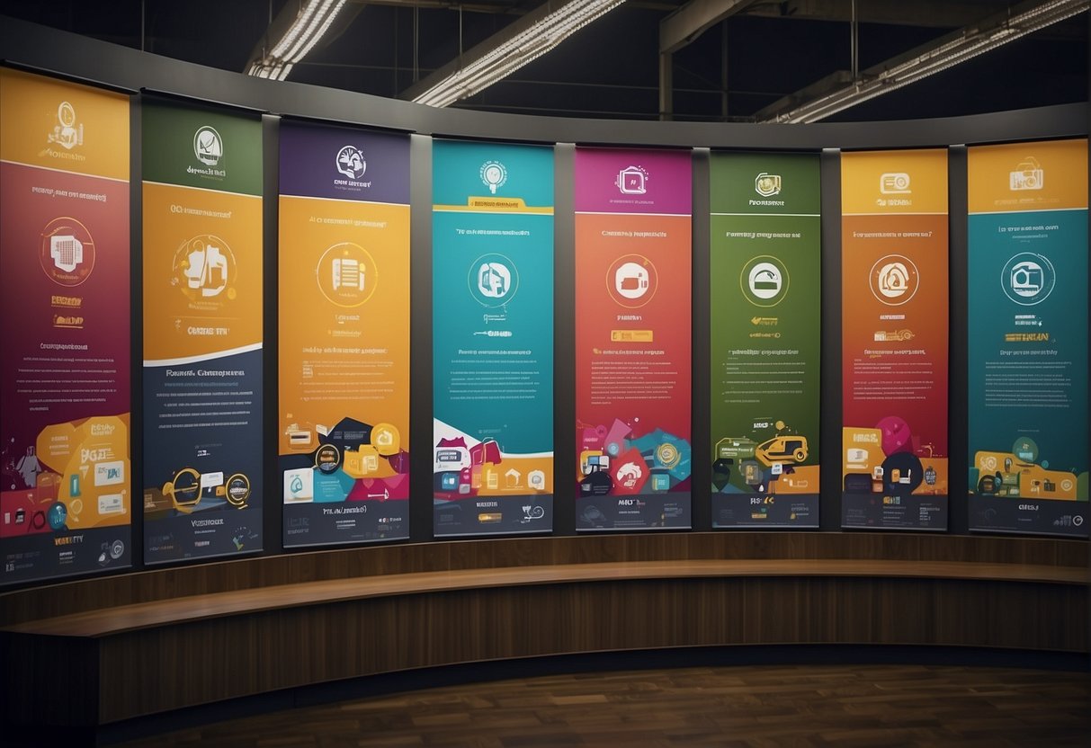A colorful banner with "Frequently Asked Questions jcb promotions singapore" displayed prominently, surrounded by various symbols representing different promotions and offers