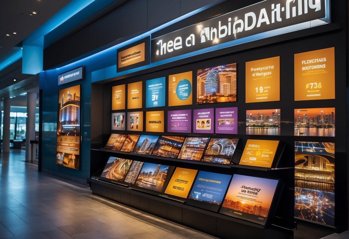 A vibrant promotional display featuring "Frequently Asked Questions" about rebonding in Singapore, with eye-catching graphics and enticing offers