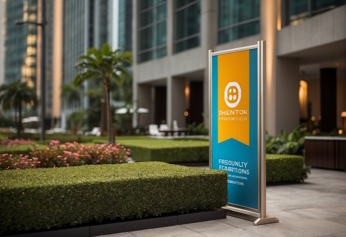 A colorful banner displaying "Frequently Asked Questions Sheraton Promotions Singapore" with the Sheraton logo and various promotional offers