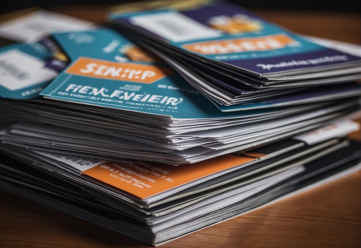 A stack of promotional flyers for sendhelper in Singapore, with a banner reading "Frequently Asked Questions" prominently displayed